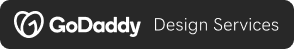GoDaddy Design Services logo on black background.